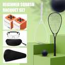 Seenelling 2 Pack Beginner Squash Racquet Set Includes 2 Racquets with Racket Bags 2 Anti-Fog Goggles with Cases, and 2 Blue Dot Squash Balls for Beginners Training Recreational Play
