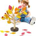 Early Childhood Education Building Blocks Wooden Assembling Tree Combination Boys and Girls DIY Disassembly Combination Puzzles Educational Toys Home Office Decoration(Yellow)-3 Yrs+
