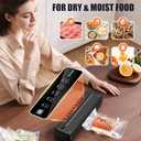 Vacuum Sealer Machine for Food Preservation, 6-in-1 Food Sealer for Freshness Storage, 75kpa Compact Vacuum Sealing Machine with External Sliding Blade, Digital Countdown Timer Black