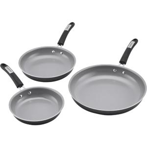 Cuisinart, 3-Pc Classic Ceramic Nonstick Skillet Set, 35C22-3BK, Assorted
