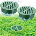 Meonum 2 Pcs 6" Round Grate Drain Cover, Outdoor Round Flat Grate Cover Fits 6" Drain & Sewer, for Triple Wall Pipe, Corrugated Landscape Pipe, Small Lawns