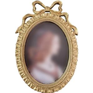 WAYUTO Vintage Picture Frame 5x8 Inch Room Decor Antique Photo Frames with Glass Front Photo Display Tabletop Wall Hanging Gift Ideas Gold Bowknot