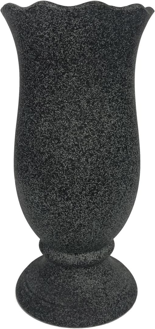 Memorial Grave Cemetery Vase Decoration for Grave Cemetery in Ground Marble Color with Spikes and Flower Foam