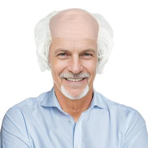Miss U Hair Old Man Wig White Bald Cap With Hair On Sides Balding Wig Grandpa Halloween Cosplay Costume Wigs