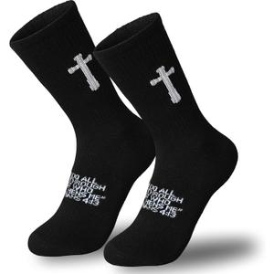 Christian Cross Socks Prayer Garter Bible Birthday Gift for Dad Men Husband Women Proverbs3:5 Philippians4:13