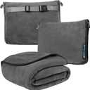 PAVILIA Travel Blanket Pillow, Soft Airplane Blanket 2-in-1 Combo Set, Plane Blanket Compact Packable, Flight Essentials Car Pillow, Travelers Gifts Accessories, Luggage Backpack Strap, 60x43 Gray