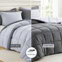 Homelike Moment Queen Comforter Set Grey, Comforters Queen Size Set, Soft Lightweight Down Alternative Bed Comforter Full Size Reversible All Season 3 Pieces Sets Grey/Light Gray