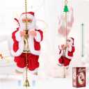 Electric Climbing Santa Claus with 3 Modes (Silent/Musical/Pause) Animated Up-Down Rope Climbing Movement for Christmas Indoor Decorations