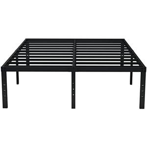 EMODA 18 Inch King Bed Frame No Box Spring Needed, Heavy Duty Tall Metal Platform with Large Storage Space, Noise Free, Easy Assembly, Black
