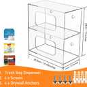 SEANADO Trash Bag Dispenser Roll Holder, 2 Compartment Wall Mount Acrylic Kitchen Double Side Loaded Organizer Storage Box Holder for Garbage and Grocery Bags (10.4 x 5.5 x 11inches)