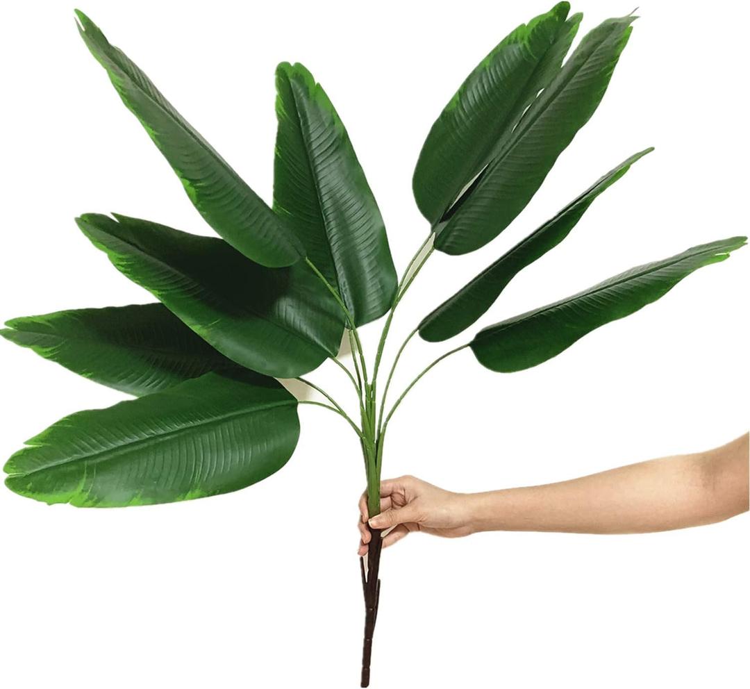 CATTREE 33 inch Tall Artificial Banana Tree, 9 Branches with Brown Leaves, UV Resistant Plastic, Ideal for Decorating Indoors or Outdoors