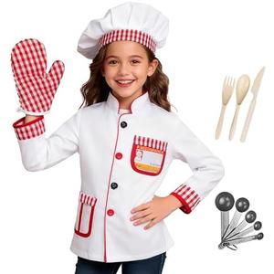 Davsolly Career Day Costume for Kids Chef Costume for Boys Girls Cooking Play Halloween 100th day of School, S