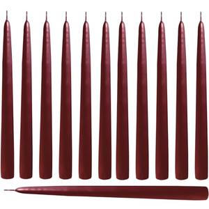 Burgundy 12 Inch Taper Candles - Pack of 12 Premium Unscented, Dripless & Smokeless Hand-Dipped Candles for Birthday, Wedding or Dinner Decorations and Formal Candlelighting