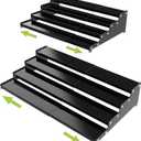 Expandable 4-Tier Step Spice Rack Organizer for Kitchen Cabinet Modern Design and Non Skid Space Saving Storage Shelf for Countertop Cabinets Pantry(2Packs/Black)