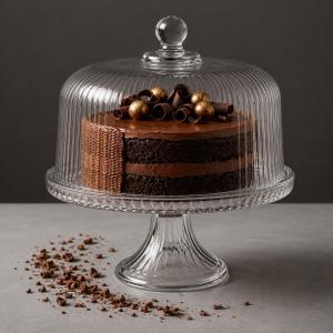 Vintage-Style Glass Cake Stand with Dome Lid Crystal Dessert Display Glass Cake Stand with Lid for Cakes, Cupcakes, Pastries & Fruits Elegant Cake Holder with Cover, Timeless Table Dcor