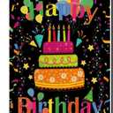 Baccessor Happy Birthday Garden Flag Banner Big Cake Colorful Balloon Yard Flag Burlap Vertical Double-Sided Party Outdoor Home House Decoration 12 x 18 Inch (Mutil)