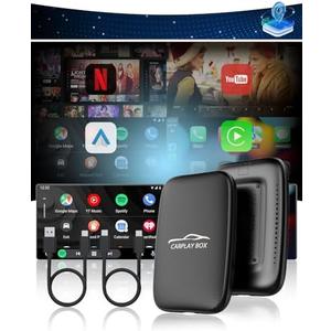 5 in 1 Wireless CarPlay Adapter with Netflix YouTube, 2025 New Carplay Wireless & Android Auto Adapter Converts Wired to Wireless Carplay Dongle Magic CarPlay Ai Box Streaming Video for iPhone/Android