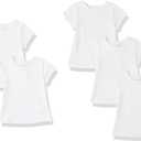 Amazon Essentials Toddler Girls' Short-Sleeve T-Shirts, Pack of 5, White, 4T