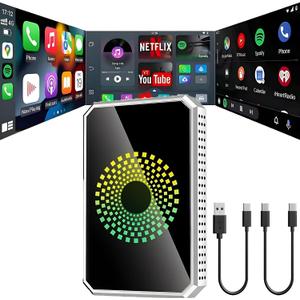 Autolinker Autolink pro Carplay 3in1 Car Play Wireless Adapter for Streaming Netflix/YouTube/TikTok,Plug & Play, Dual-Band WiFi,Easy Setup,Wireless Car Support USB Drive for iPhone 10+ and Android 13+