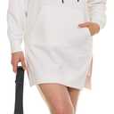 Hoodie Dress for Women  Trendy Pullover Long Fleece Oversized Sweatshirt Dresses for Women 2025 with Pockets, Split Hem (Medium, White)