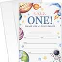 Space Themed 1st Birthday Party Invitations - 20 Invitation Cards 4"x6" with 20 Envelopes - Astronaut Space 1st Birthday Party Invites.(149)