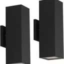 Cerdeco Aluminum Modern Outdoor Wall Light, Exterior Up Down Light Fixtures Matte Black [UL Listed] (2 Pack) (37858TZ-TWO)