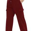 Missufe Women's Joggers Sweatpants Elastic High Waist Drawstring Cinch Bottom Casual Pants with Pockets (XX-Large, Wine Red)