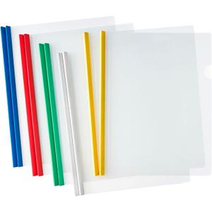 JOERSH 40 Pcs Clear Report Covers with Sliding Bar, Plastic Binder Paper Protector, Report Folders with Clear Cover for Resume Portfolio Presentation File Documents, 5 Colors (Blue, Red, Yellow, Green, White)