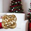 Soft Knot Pillow Ball, 12" Decorative Throw Pillow Floor Cushion for Couch, Square Xmas Decorations Knotted Pillow for Bed Living Room (Gold)