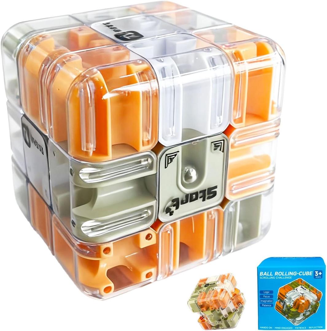 3D Maze Cube Ball for Adults & Kids, Labyrinth Puzzle Brain Teaser Game, Educational Learning Toys for Logical Thinking, Family Board Games, Durable Puzzle Cube Gift for Birthday and Holidays