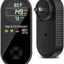 4-in-1 Natural Gas and Carbon Monoxide Detectors Plug in CO Monitor with Temperature and Humidity Display Portable CO Detector for Travel,RV,Home