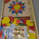 Melissa & Doug Pattern Blocks and Boards with 120 Multi-Colored Wooden Shape Tiles, 5 Double-Sided Puzzle Boards, Tangram Puzzles, Montessori Toys for Girls & Boys, 13.0 X 8.75 X 1.5