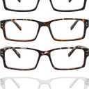 Rectangle Reading Glasses for Men and Women with Spring Hinges Clear Lens Readers