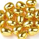 36Pcs Gold Easter Eggs, 2.3" Metallic Plastic Empty Eggs Fillable for Easter Hunt Supplies, Basket Stuffers, Toys Filling Treats, Party Favor