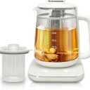 Health Pot, 1.5L Double-Layer Glass Electric Kettle with Stew Pot, 9-in-1 Multi-Function Tea Maker for Soup, Porridge, Herbal Tea, Stainless Steel Base, Glass Touch Panel, Programmable