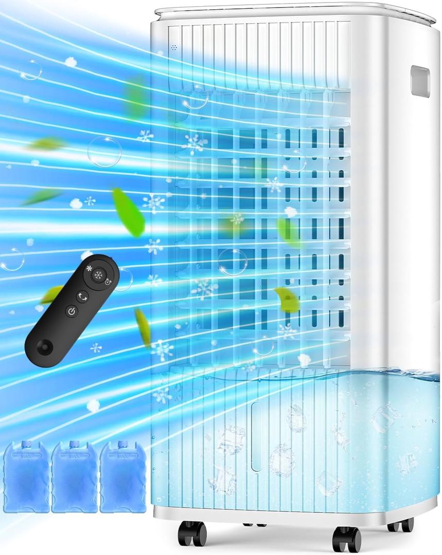 25" Windowless Air Conditioner with Double Tanks for 16H Cooling, 25ft Remote & Timer,3-IN-1 Evaporative Air Cooler for Room, 90 Oscillation, 30dB, 3-Speed Swamp Cooler Air Conditioner Portable