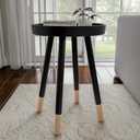 Lavish Home Round End Table  2-Tone Wooden Mid-Century Modern Stand with Tray Top to Hold Drinks or Display Dcor  Accent Table or Nightstand (Black)