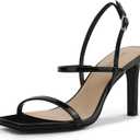 Modatope Womens Sandals Open Toe Strappy Sandals Ankle Strap High Heel Sandals for Women (7) Black