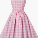 Pink Plaid Dress for Women Vintage 1950s Dresses Spaghetti Straps Retro Rockabilly Dress 50s Costume Halloween Outfits Size S