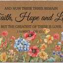 Christian Floral Birds Door Mat, Bible Verse Doormat, Bird Flower Welcome Front Door Mat Indoor Outdoor Entrance, Botanical Artificial Coir Doormats Rugs for Patio Entry Kitchen Decor 30x17in