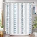 AmazerBath Boho Shower Curtain, 72x72 Washable Cloth Navy and White Shower Curtains for Bathroom, Fabric Rustic Neutral Shower Curtain Set with 12 Hooks, Modern Camper RV Dorm Stall Shower Curtain