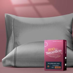 TEXAS LINEN CO. Luxury Egyptian Cotton King Size Pillow Cases Set of 2-800 Thread Count Dark Grey Pillowcases for Sleeping, Soft, Cooling Pillow Cover, Extra Long Staple Hotel Quality Pillow Cases