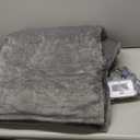 SEALY Electric Blanket Full Size, Heated Blanket Flannel & Sherpa with 10 Heating Levels & 1-12 Hours Auto Shut Off, Fast Heating Warming Blanket, Machine Washable, Light Grey, 80 x 84 Inch