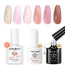 modelones 6 Colors Hema Free Gel Nail Polish Set with Hema-Free Gel Base and Top Coat Set