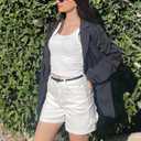 luvamia Jean Shorts for Women High Waisted Trendy Casual Utility Stretchy Denim Jorts Cutoff Long Shorts with Pockets (White, XL)