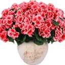 Hananona Artificial Geranium Flowers for Outdoors Geranium Silk Flowers Outdoor UV Resistant Garden Plants Faux Flowers for Home Kitchen Table Centerpieces Decor (12, Peach)