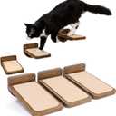 INICIO Cat Wall Stairs - Set of 3 Wall Steps for Cats to Climb with Fixtures, 8.7"x4.7" - Floating Steps for Climbing or Playing - for Kittens and Adult Cats, Dark Brown