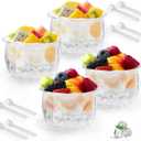 4 Packs Ice Chilled Serving Bowl,Dips on Ice Acrylic Dip Bowl,Dip Chiller Bowl with 4 Spoons Party Platters for Food,Fruit,Salsa, Clear