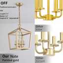 AMZASA Gold Lantern Chandelier Hanging Pendant Light Fixture 4-Lights for Kitchen Island Dining Room Hallway Entryway Foyer UL Listed