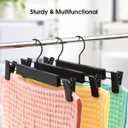 GUANJUNE 10 Pack Clothes Pants Hangers, Space-Saving Skirt Holders with 360  Swivel Hooks, Adjustable Clips, Trouser Coat Garment Jeans Black